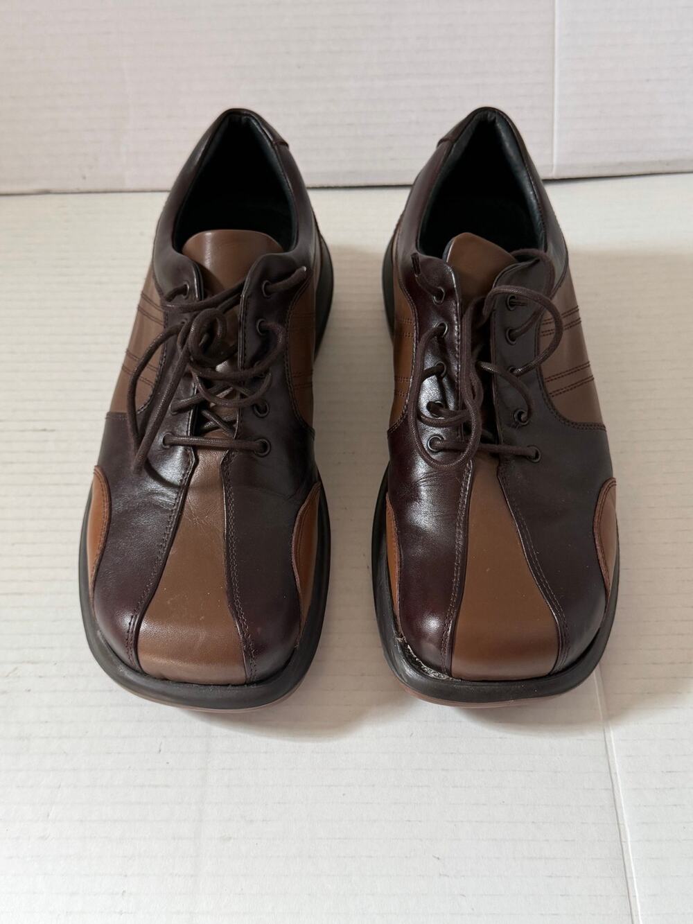 Men’s Bacco Bucci Two Tone Brown Leather Derby Lace Up Oxford Shoes Italy Sz 8